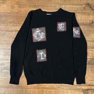 Dior homme vanitas Black wool cashmere blend Sweater with Floral Patches medium